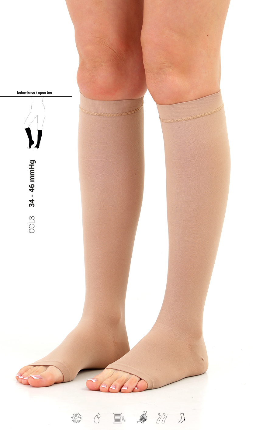 COMPRESSION STOCKING BELOW THE KNEE (OPEN TOE) CCL3